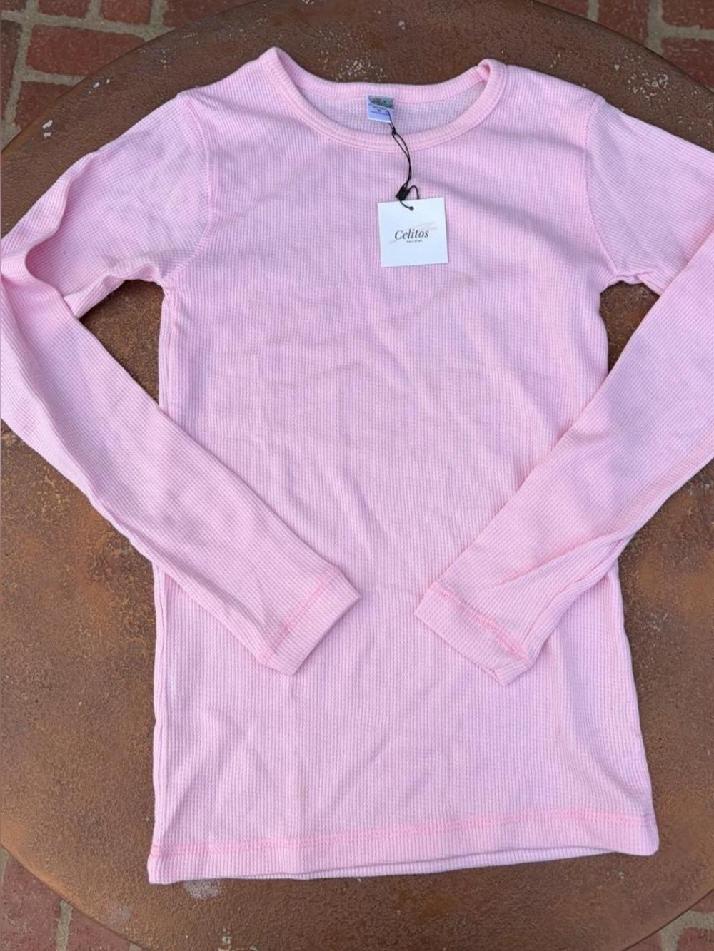 NWT Cotton pink long sleeve waffle knit top sz M #pajamas #comfy #cozy